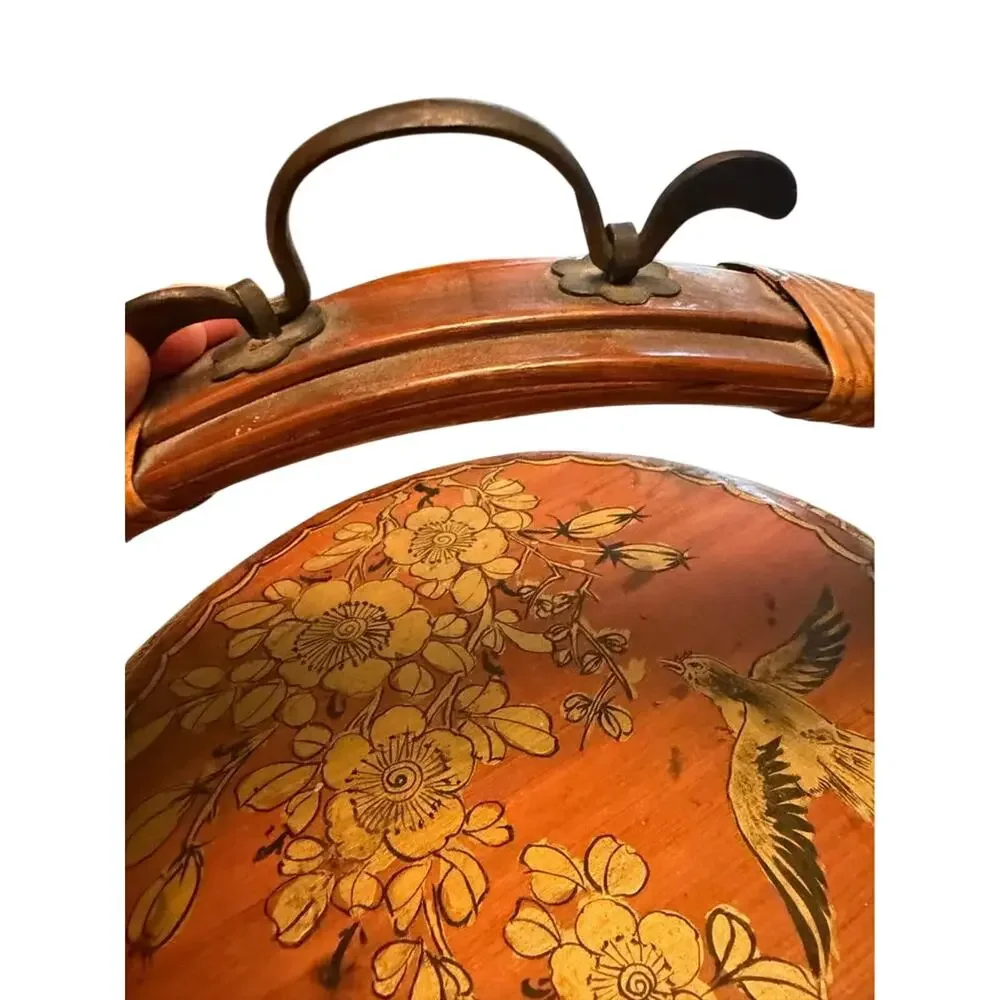 Vintage Chinese Hand-Painted Bamboo Wedding Basket